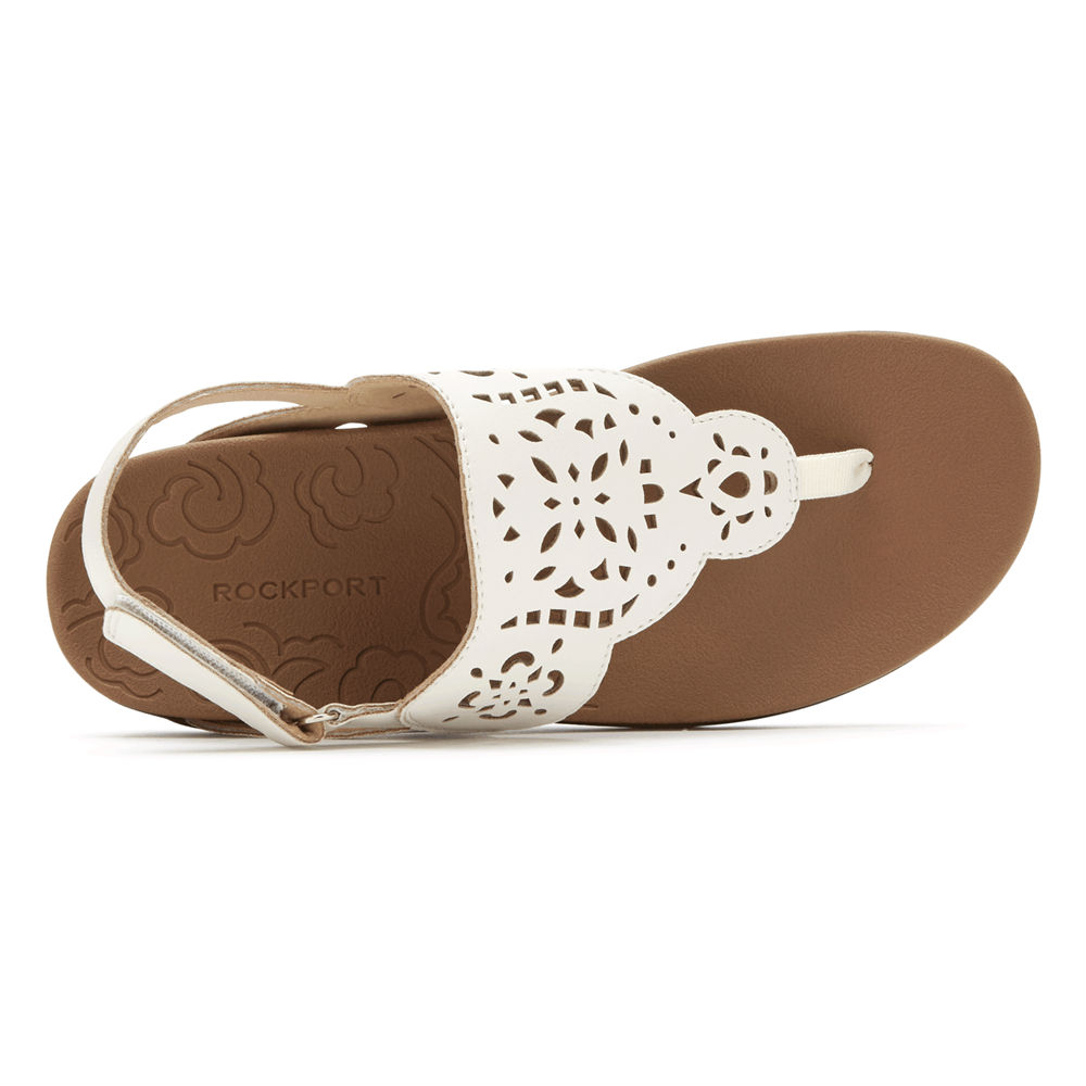 Rockport Womens Ridge Circle Cutout Thong - Sandals White - IVC932851